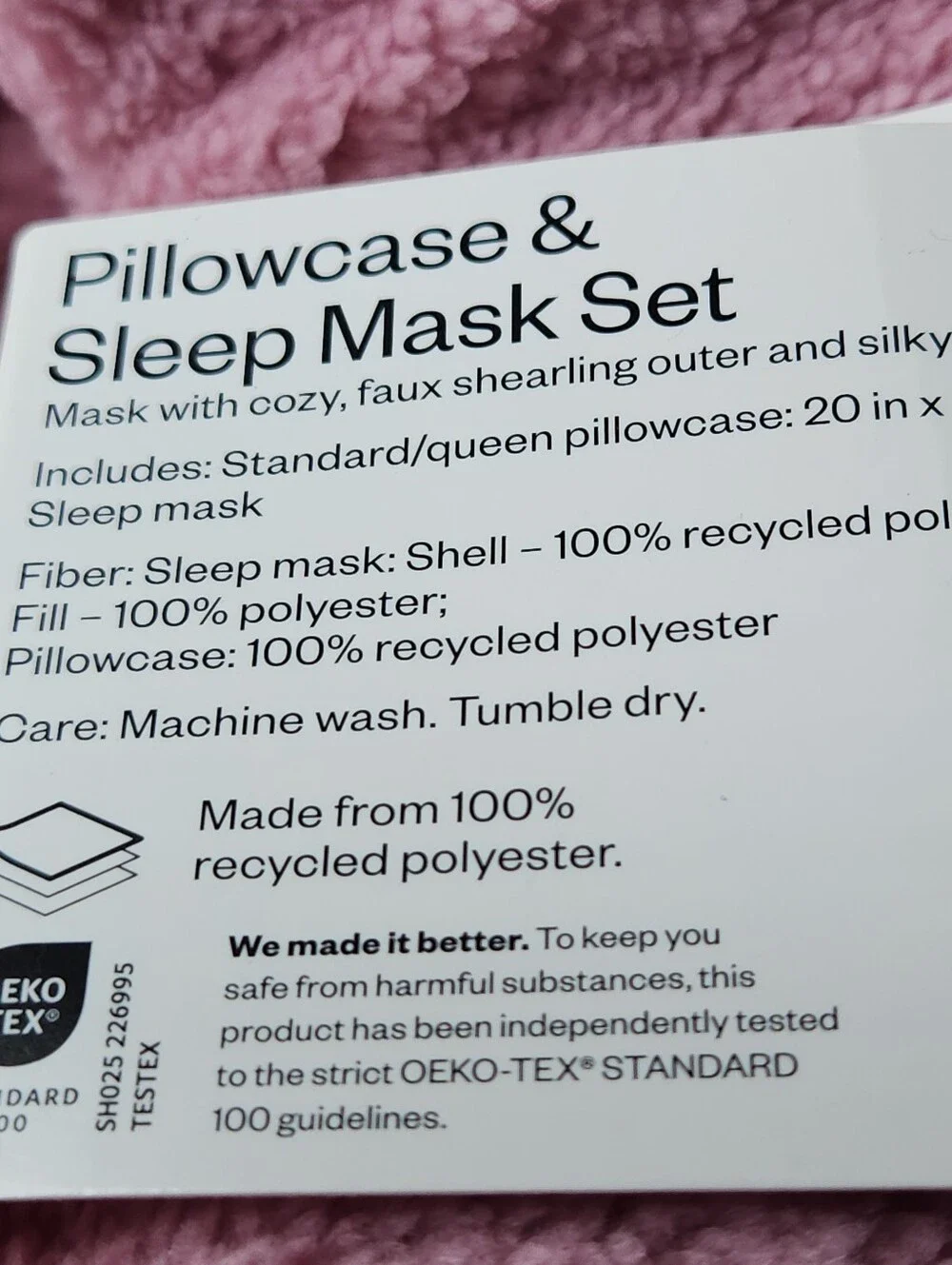 Standard Cozy Bundle Pink/Rust Pillow Case & Eye Mask - Room Essentials